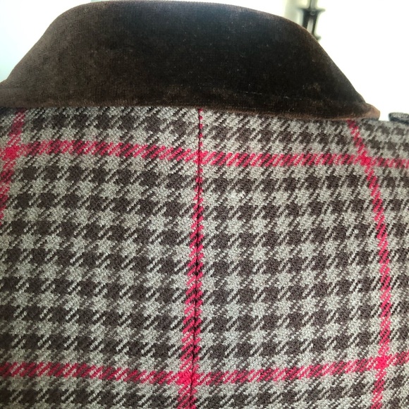 VINTAGE VALENTINO Miss V wool brown plaid blazer - - Picture 5 of 8